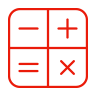 Symbols for minus, plus, equals and multiplication